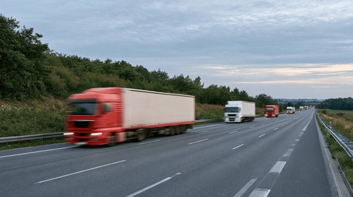 Vrachtwagens op snelweg