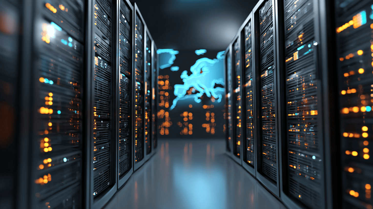 datacenter met een kaart van europa